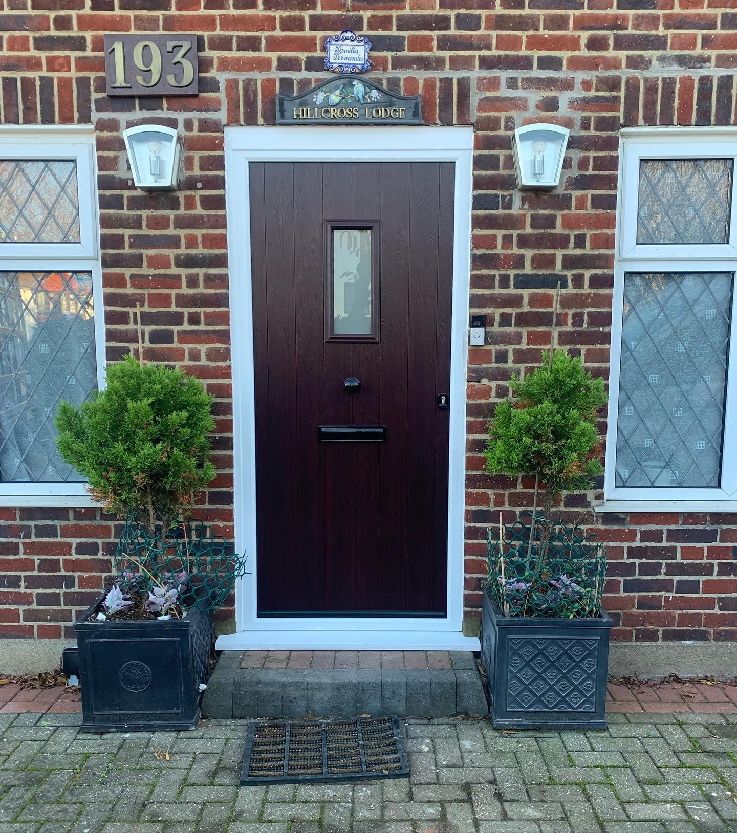 Rosewood composite front door — Surrey, fitted by A1 Window Construction Ltd