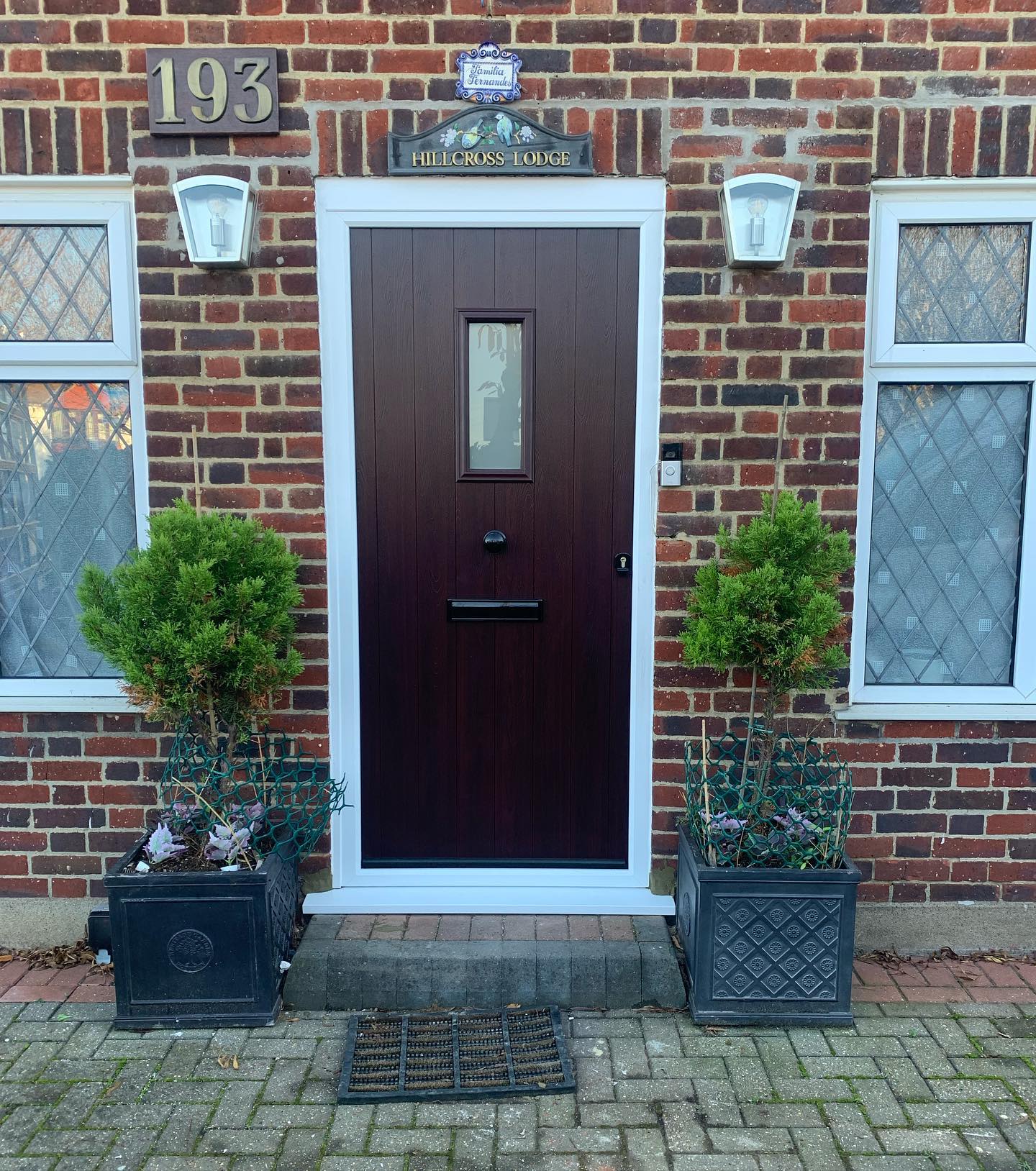 Rosewood composite front door — Surrey, fitted by A1 Window Construction Ltd