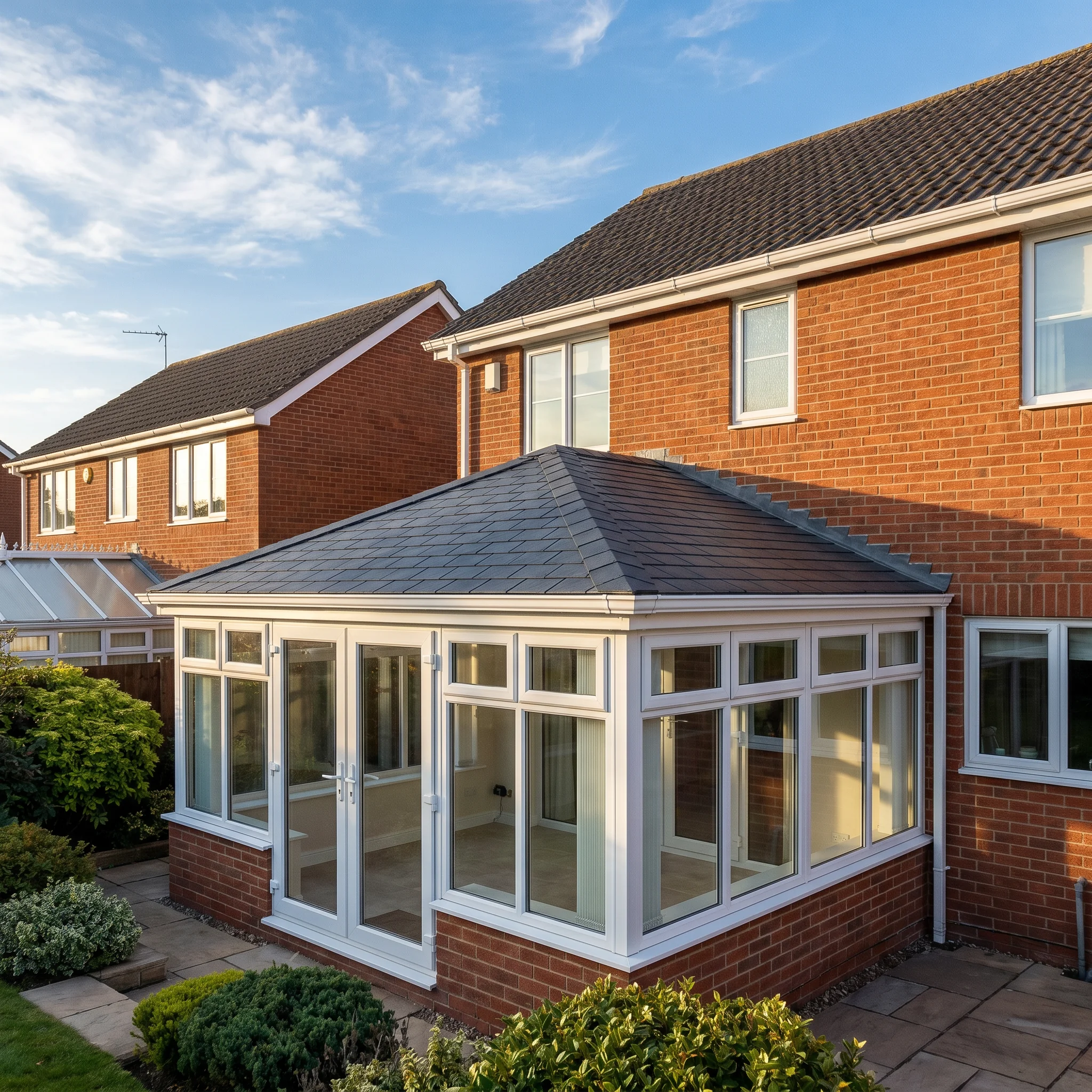 Tiled conservatory roof conversion insulated warm roof Surrey — A1 Window Construction Ltd